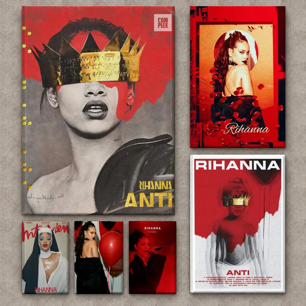 Singer R-RIHANNAs Beauty Poster Framed Canvas Wall Art Gallery Wrapped Ready To Hang Living Room Bedroom Home Decor