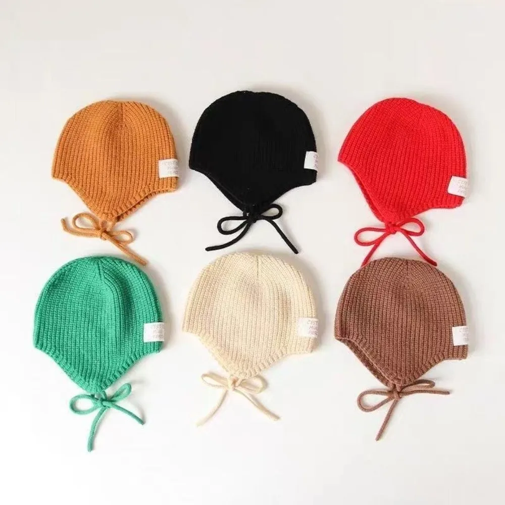 

Новый вязаный пуловер, ветрозащитная, морозостойкая, защитная шапка для ушей, теплая шапка-бини, От 0 до 3 лет