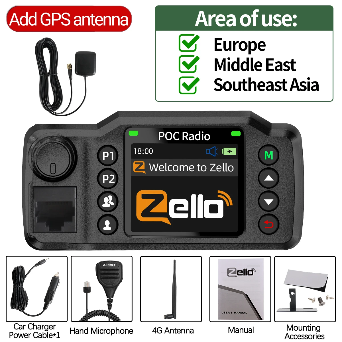 ABBREE GP-8900 Plus Mini POC Netwerk Autoradio Zello GPS Lange afstand 4G Android WiFi Dual SIM Voor Voertuigvloot Zoeken & Redding
