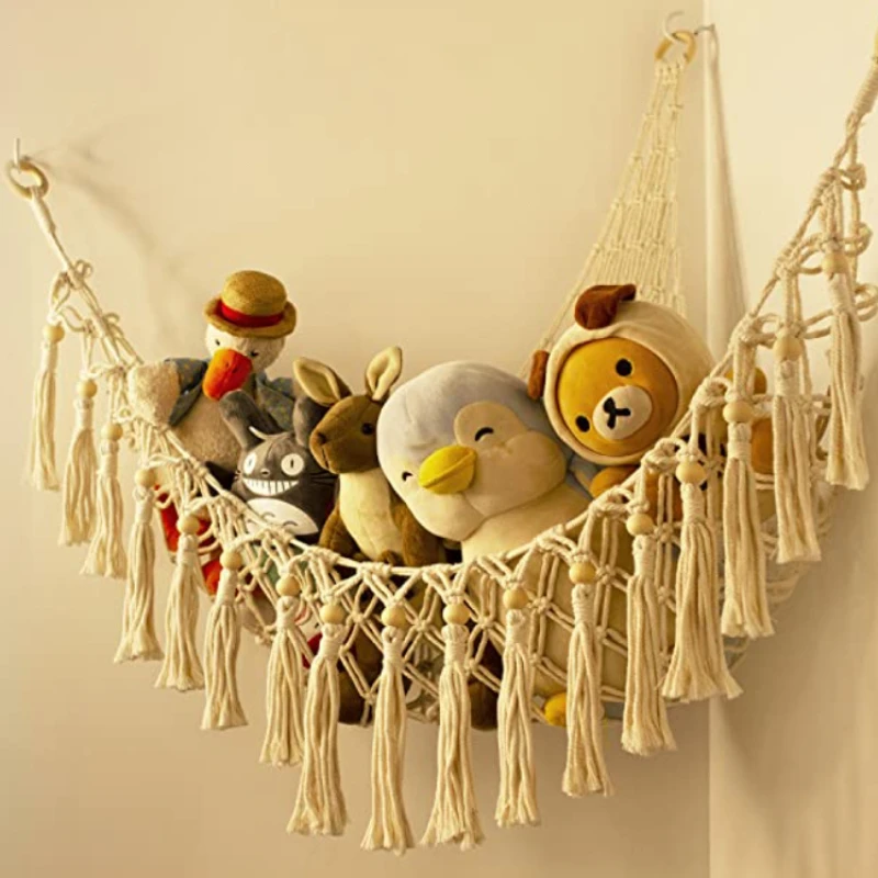 Hammock Net Toys Storage Boho Decor Children Room Toys Stuffed Animals Toys Hammock Net Organize Bohemia Soft Storage Swing