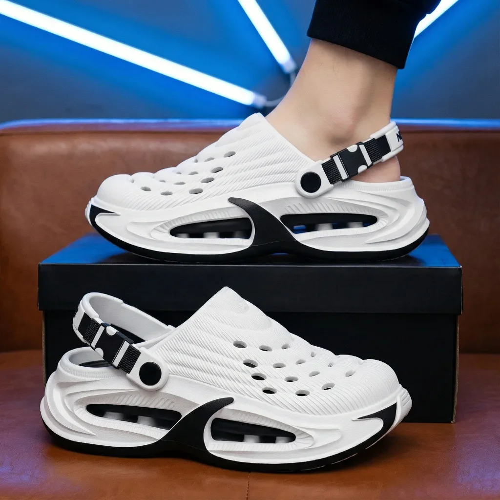 Herren-Clogs für den Sommer, EVA, leicht, weiche Sohle, Wasser- und Strandpantoffeln, rutschfest, verschleißfest, zum Fahren, Dual-Use-Sandalen – Detail 11