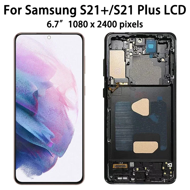 S21+ 5G Display Screen For Samsung S21 Plus LCD Display G996B G996B/DS Touch Digitizer Replace Assembly with Frame