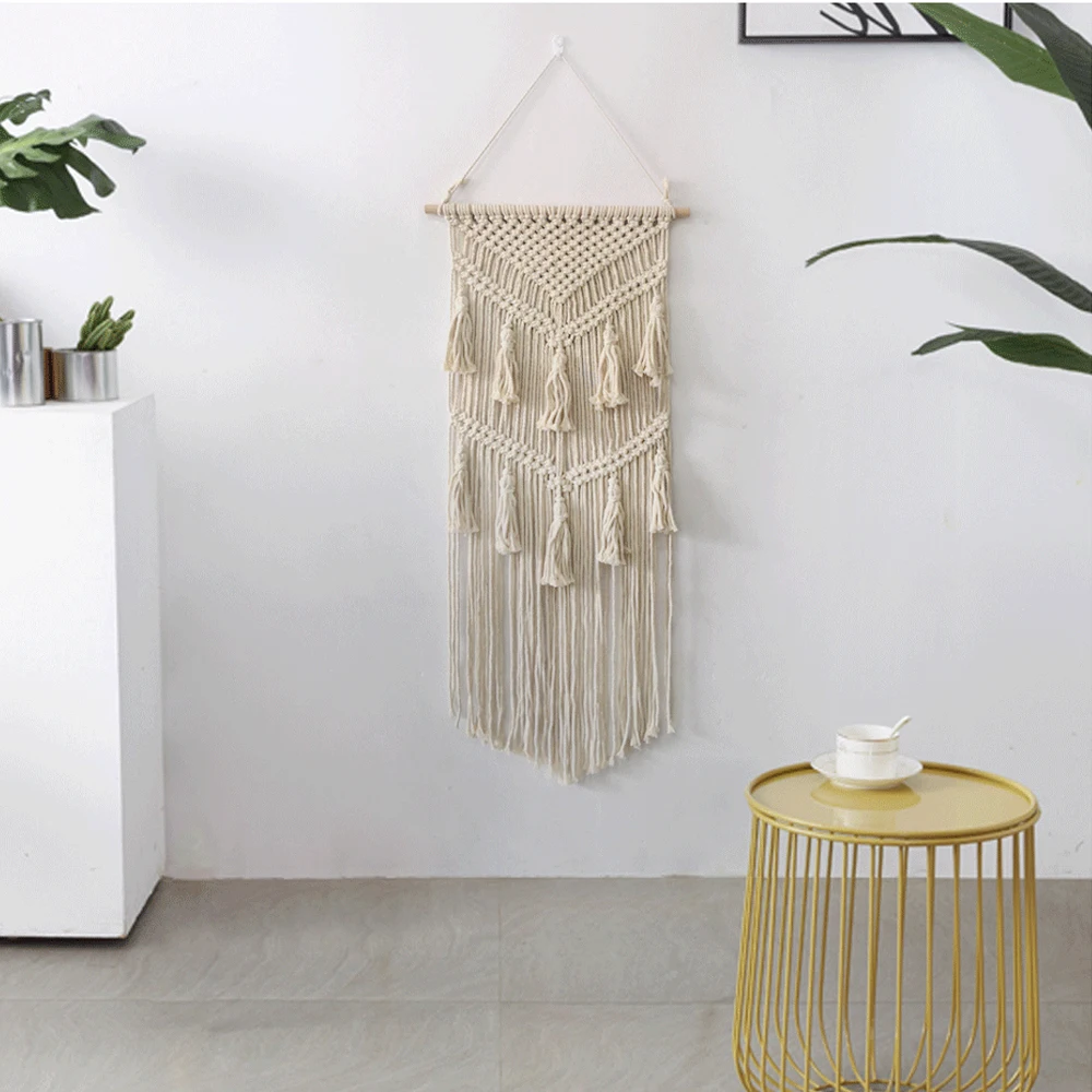 

Bohemian Style Macrame Wall Hanging Tapestry Hand-woven Cotton Tapestry Living Room Bedroom Wall Decoration Gift