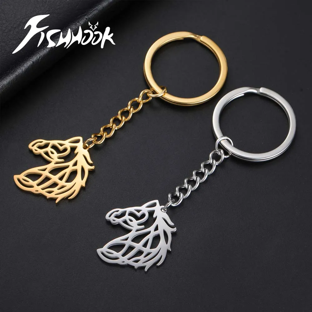Supernatural Amulet Horse Keychain For Woman Men Father Dad Key Chain Ring Gold Color Stainless Steel Metal Pendant Jewelry Gift
