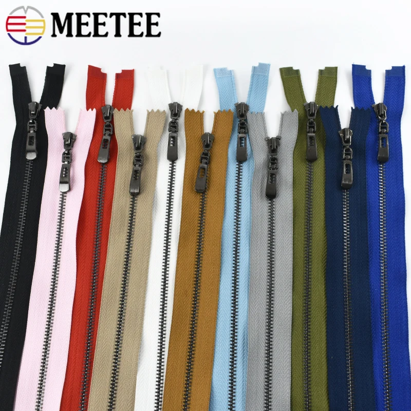 

3# 2/5Pcs 15-70cm Metal Zipper Tapes with Zip Sliders Jacket Bags Auto Lock Zippers Garment Zips Repair Kit DIY Sewing Accessory