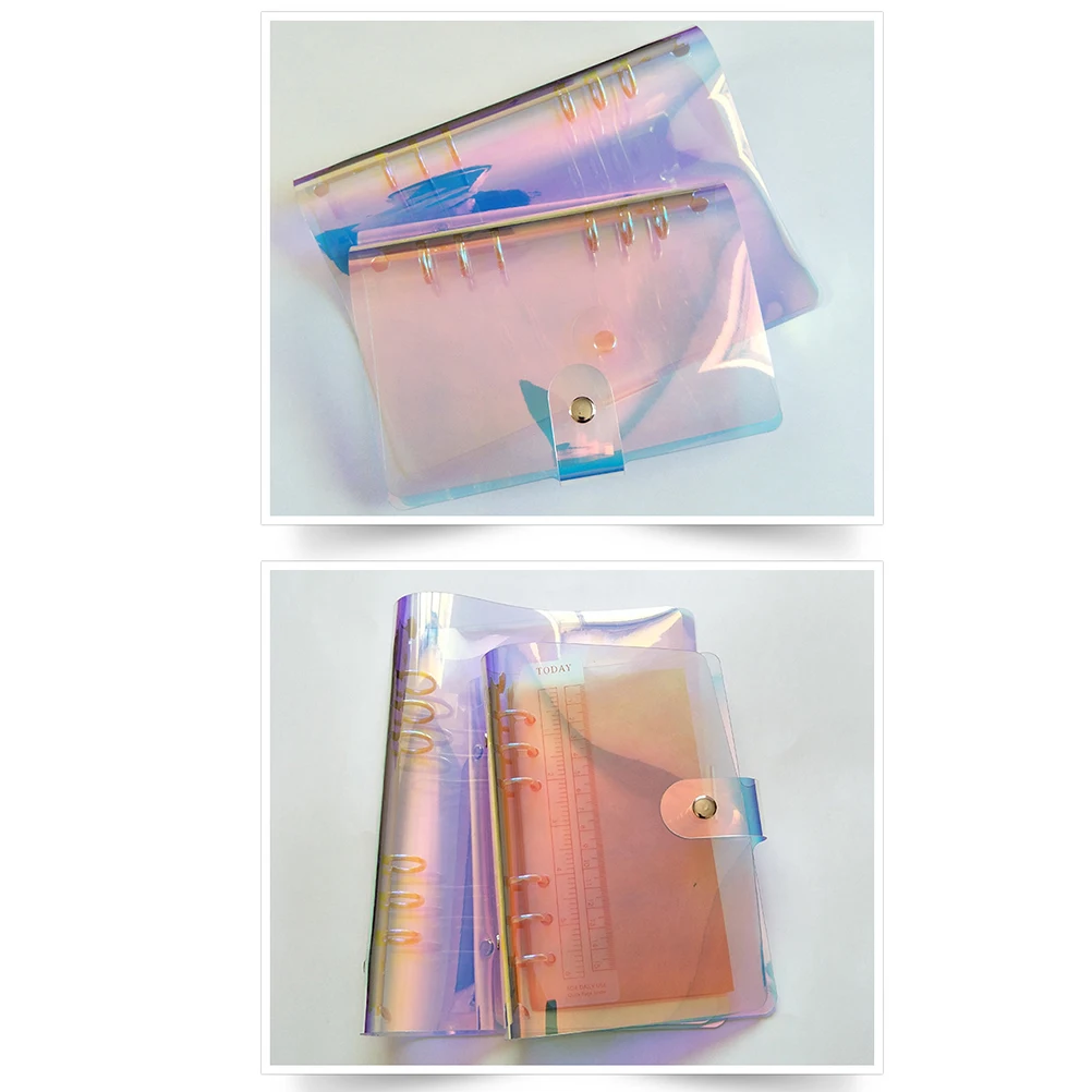 

Colorful Loose-Leaf Binder Premium PVC Button Fastening File Folder for School Office Business Transparent File Folder