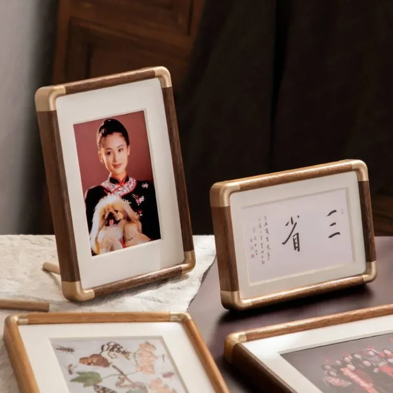 

Solid Wood Photo Washing Made Photo Frame Set Table Simple Family Portrait Small Picture Frame Wall Frame Ornaments Walnut
