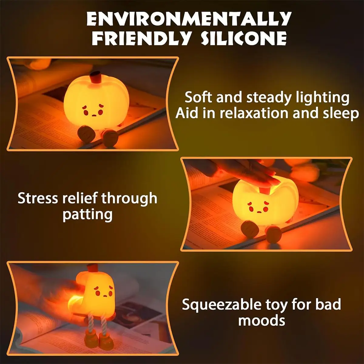 Luz Led nocturna recargable para Halloween, lámpara suave de silicona para mesita de noche para niños, calabaza, portátil, dibujos animados para dormitorio de niños