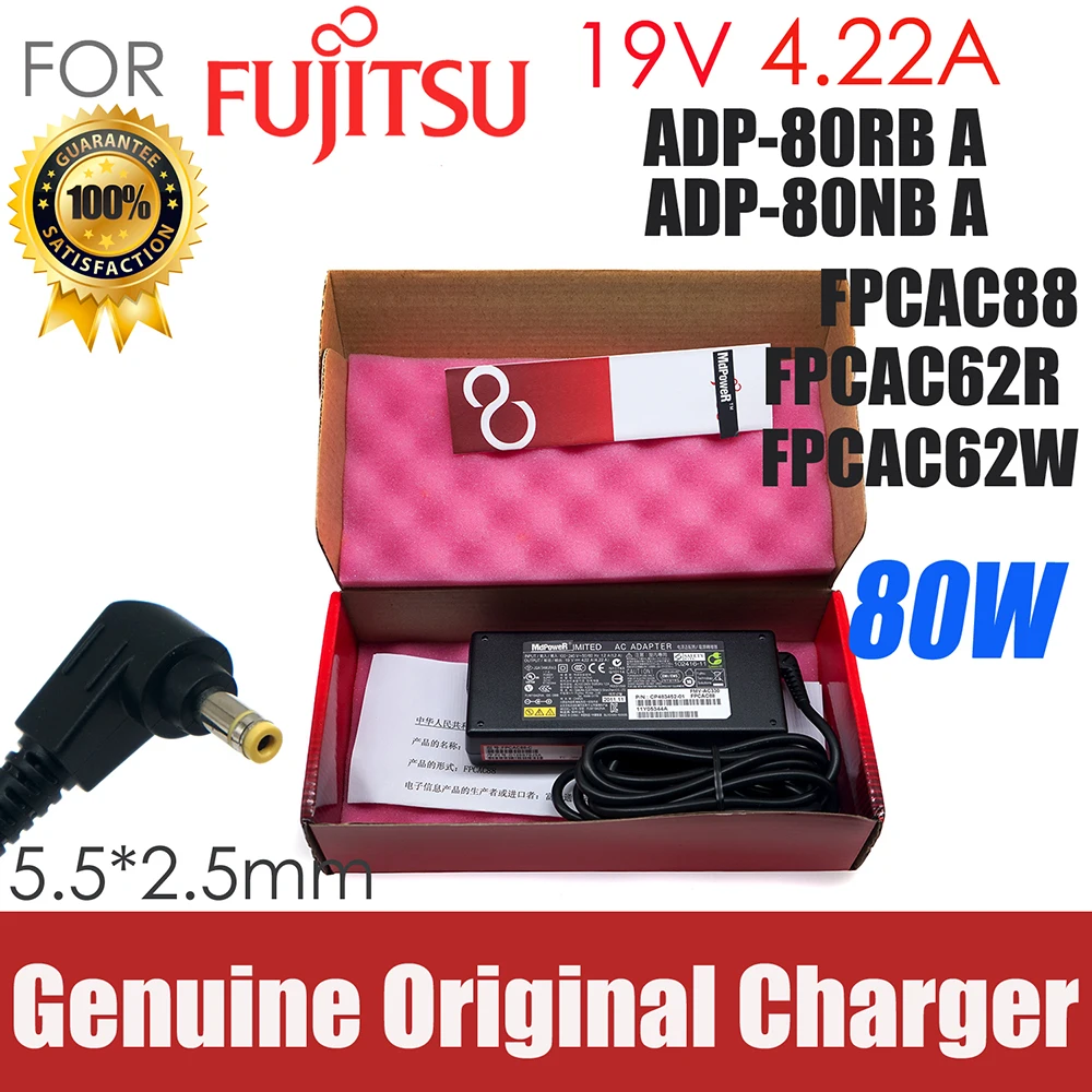 Genuine 19V 4.22A 80W FPCAC62W ADP-80RB A FPCAC88 ADP-80NB A For AC Adapter Laptop Charger  Fujitsu lifebook Power Supply