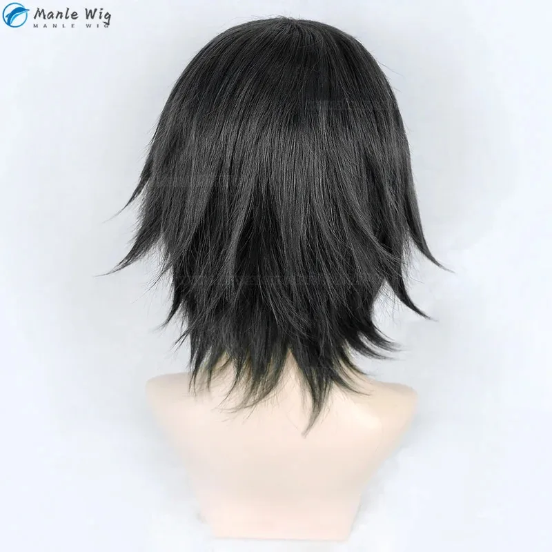 qq681Anime COS Cosplay Capelli neri resistenti al calore con occhi Patch Festa di Halloween Parrucche Himeno + Cappellino per parrucca