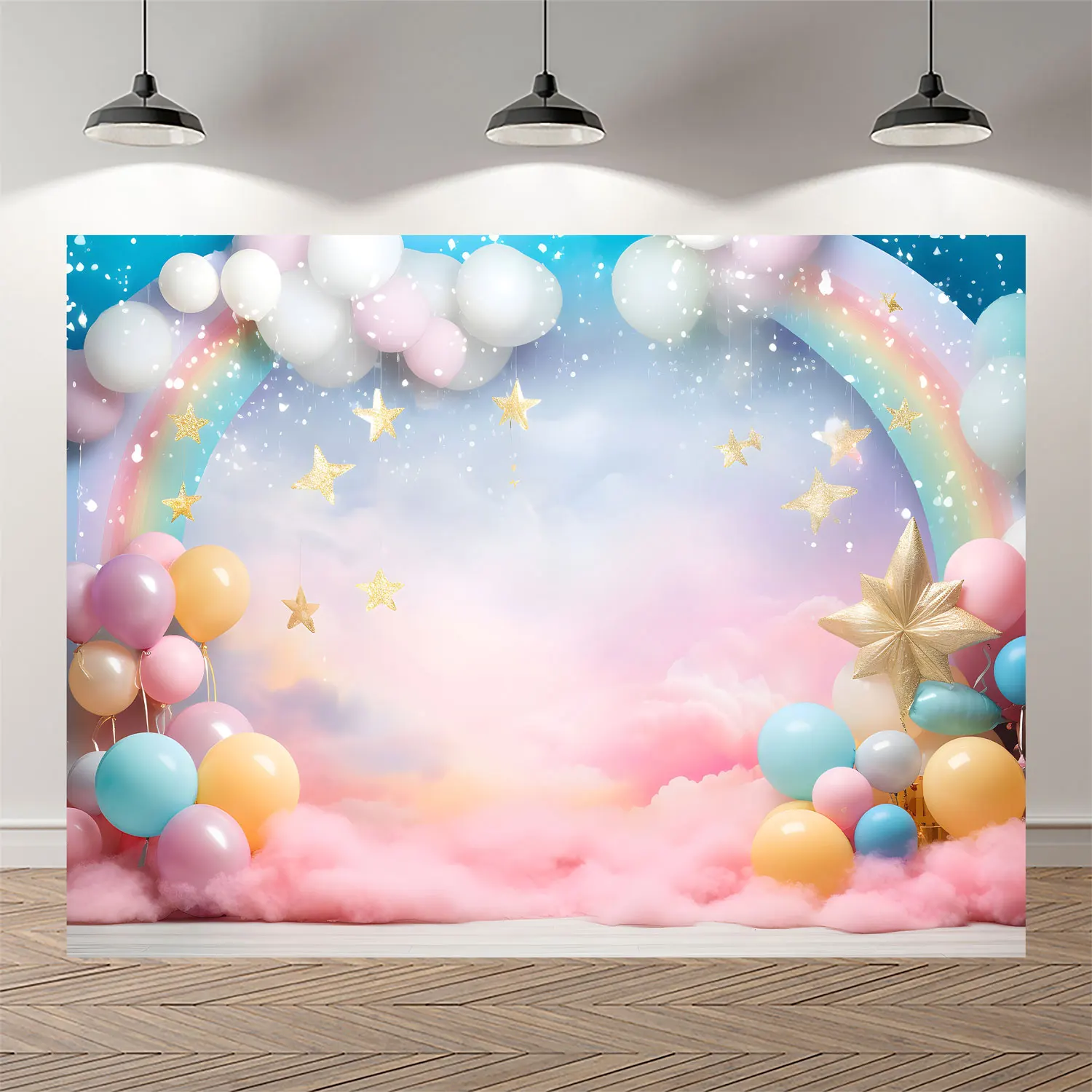 Rainbow Cloud Sky Photography Background Suitable for Photo Studio Dream Family Party Children Birthday Photo Portrait Banner