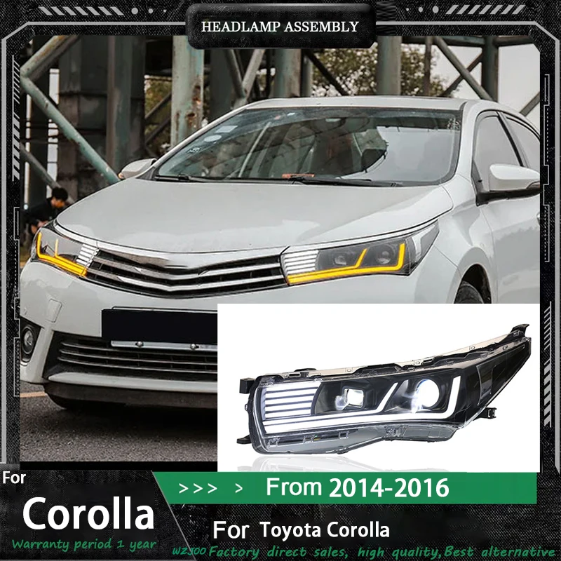 

Head Lamp for Corolla LED Headlight 2014-2016 Headlights Corolla Altis DRL Turn Signal High Beam Angel Eye Projector Lens