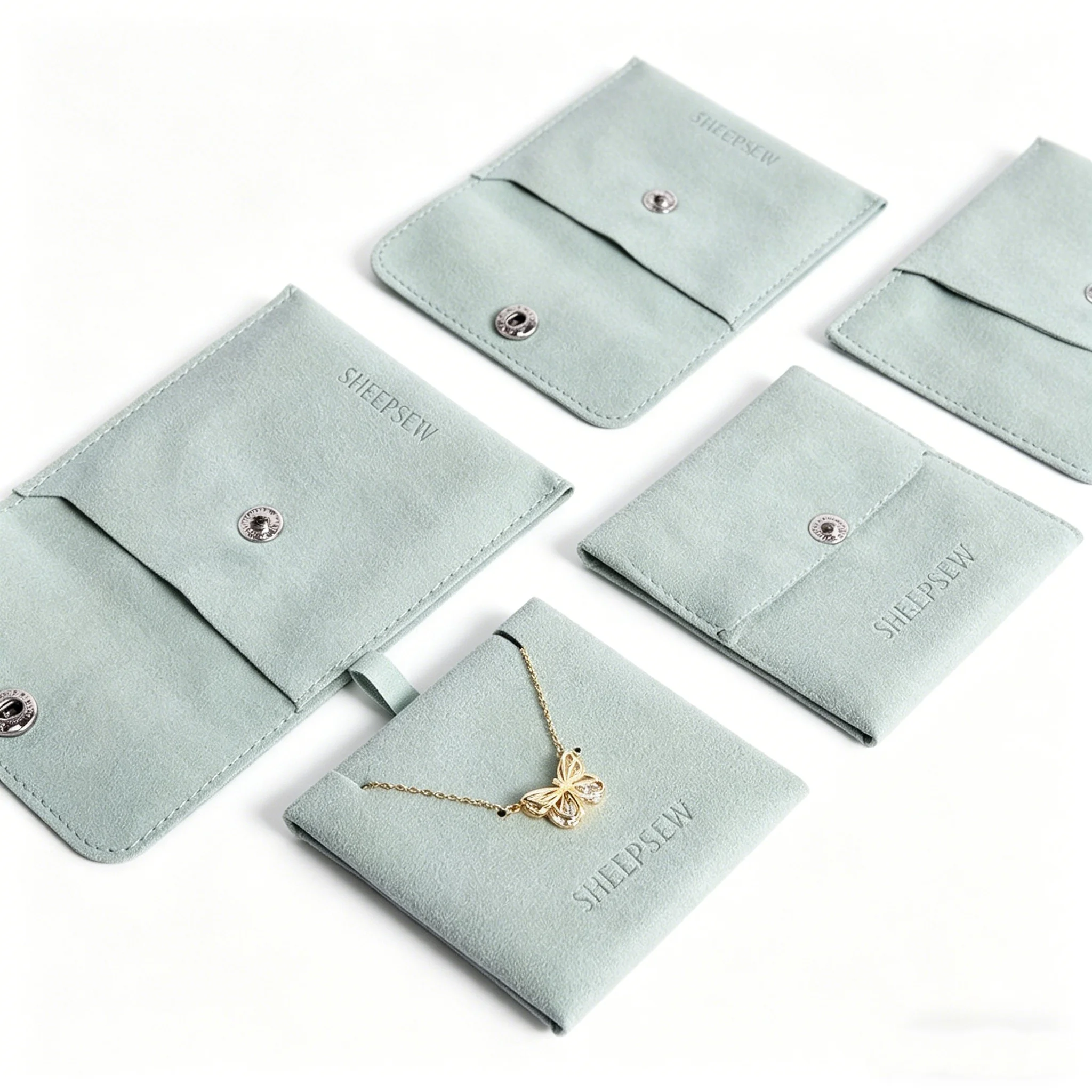 

Бархатные мешочки для украшений SheepSew с индивидуальным логотипом, в форме конверта, с застежкой на кнопке, подарочные пакеты