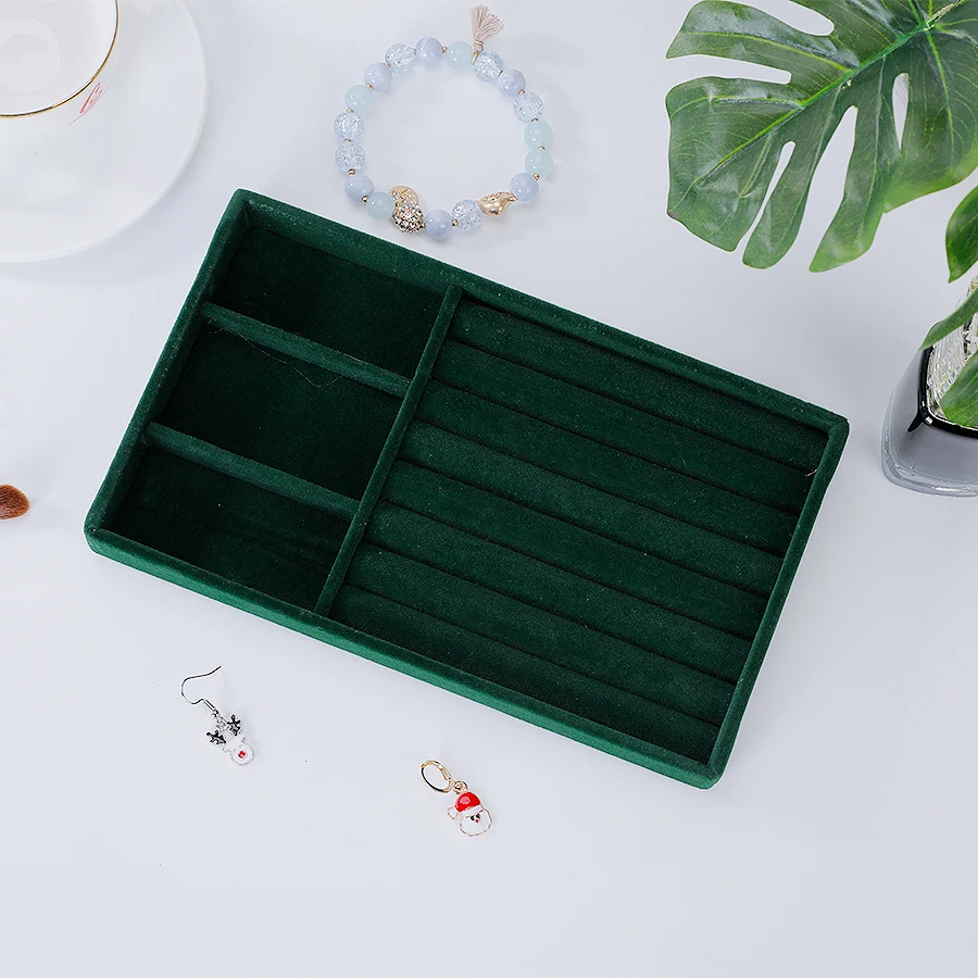 1PC, Flocking Jewelry Box Jewelry Tray, Color: Green