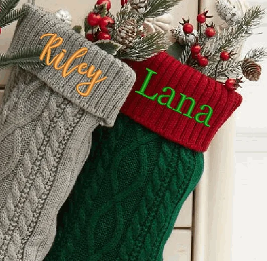 Personalized Embroidered Christmas Stocking with Name New Year Custom Knitted Christmas Stocking For Kids Christmas present Bags
