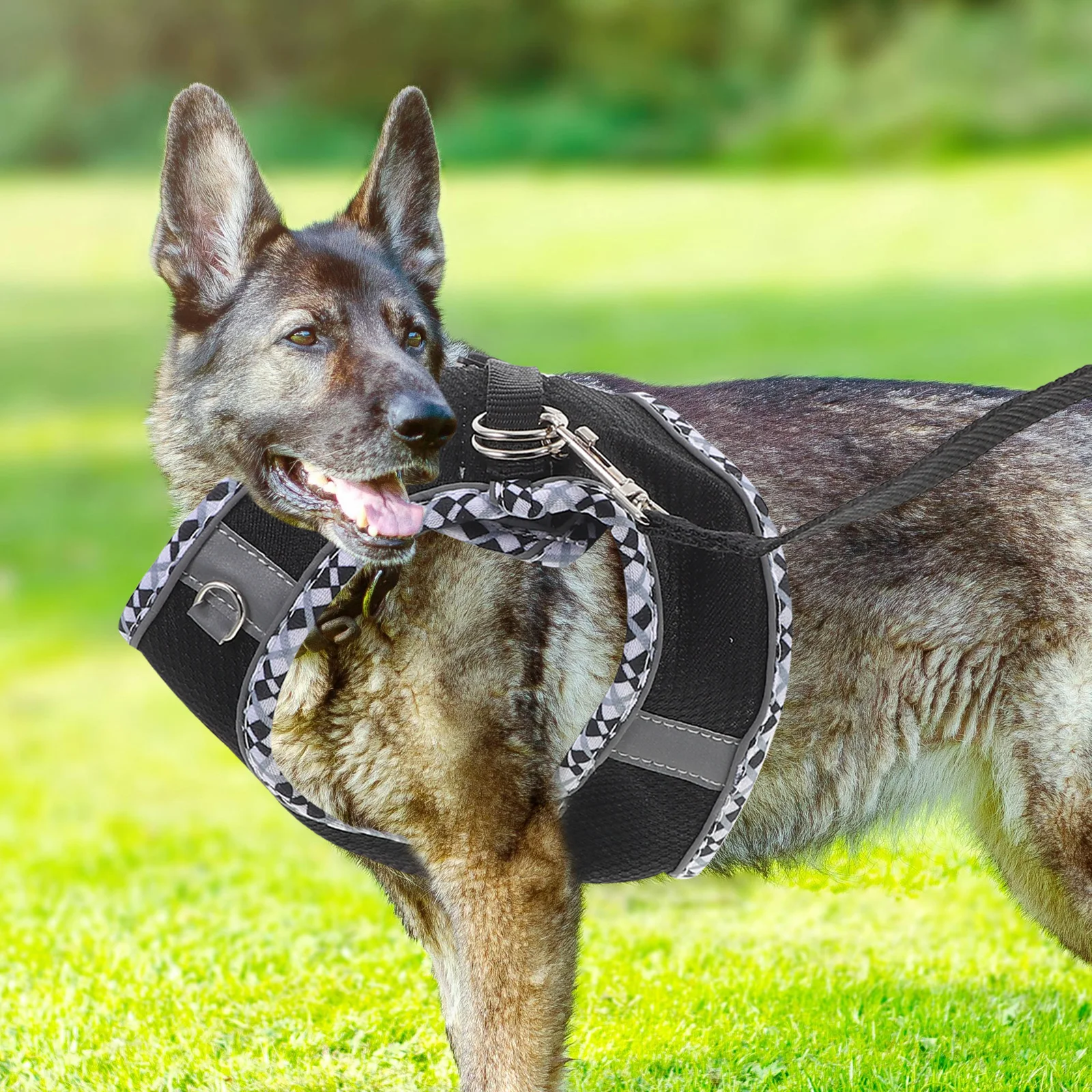 

Pet Dog Harness Set Pink L Size Adjustable Reflective No Pull Design Dog Walking Vest Multifunctional Puppy Harness Portable