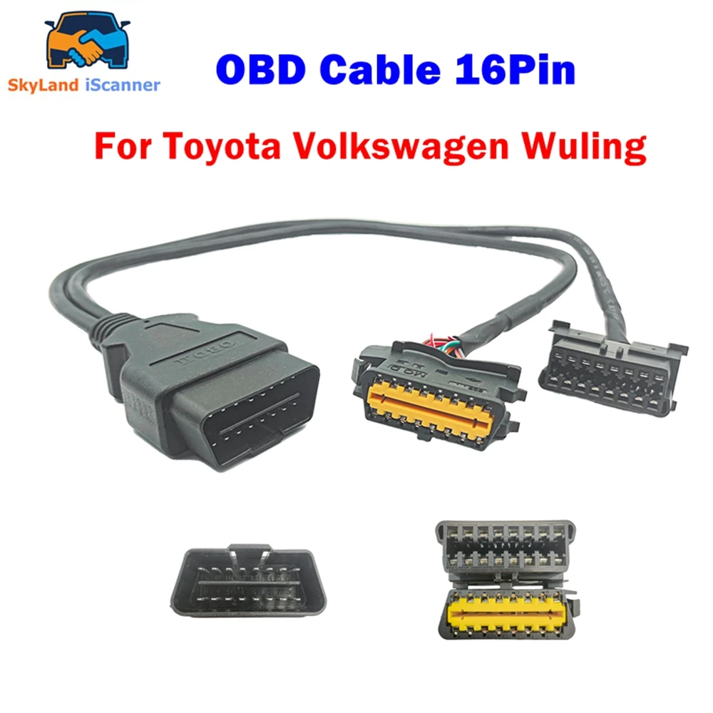 New 16Pin Original Car Connector OBD2 Extension Cable for Automotive Truck Inspection for Toyota VW Wuling OBD Diagnostic Tool