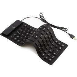 Tastiera morbida silenziosa in silicone Tastiera per computer a 85 tasti Tastiera cablata USB Mini laptop portatile Tastiera impermeabile pieghevole