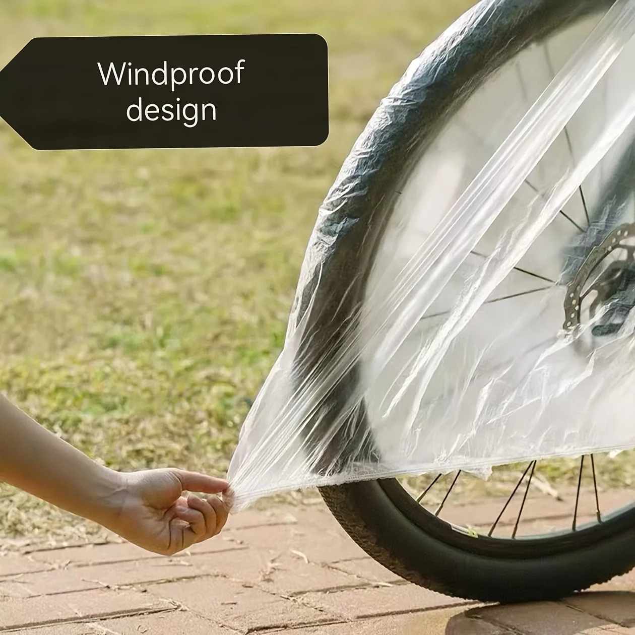 Transparente Plastik-Fahrradabdeckung Tragbarer Outdoor-Schutz für Alle Jahreszeiten Wasserdichter Staub- und UV-Schutz Schneeschutz für Mountainbikes und E-Bikes – Detail 5