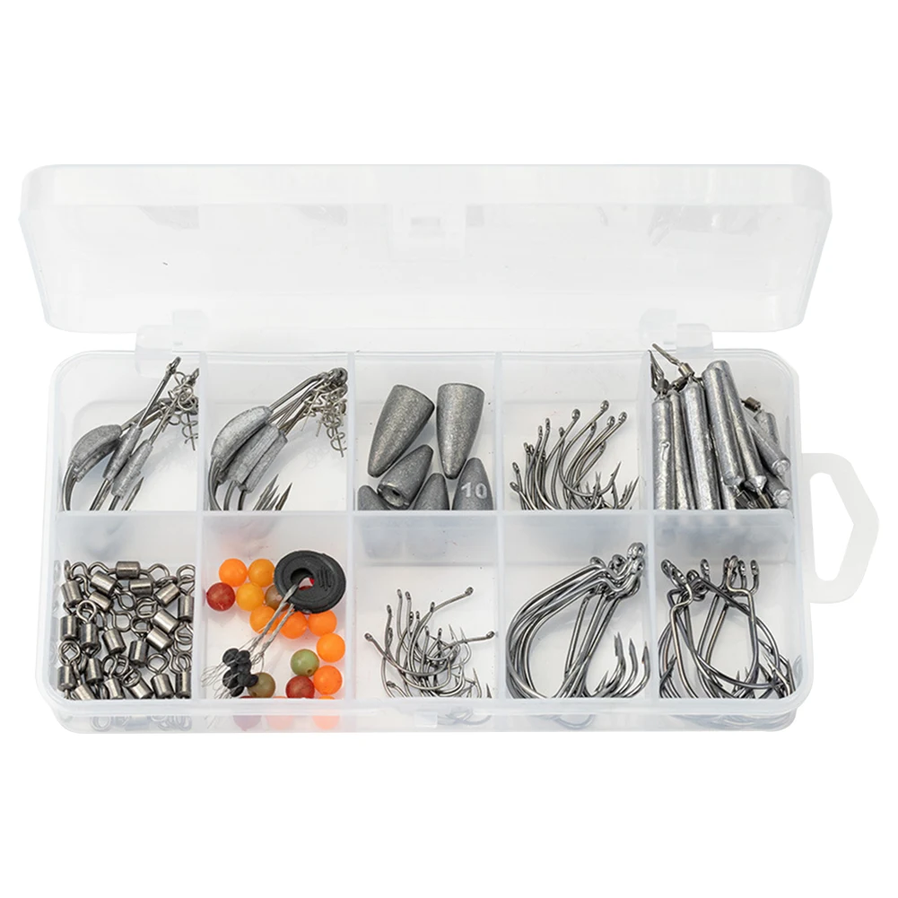 123 قطعة الأوزان السنانير يدور الطقات مجموعة مع صندوق الصيد قطرة النار الأوزان تلاعب عدة الصيد الغطاسون عدة ل باس بايك جثم Pesca #4