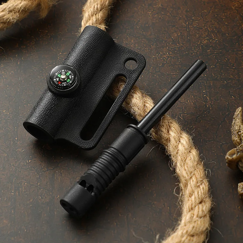 3-in-1 Fire Starter Ferro Rod with Compass Whistle, Magnesium Fire Steel Survival Tool Emergency Ignition Kit for Camping Hiking view 2