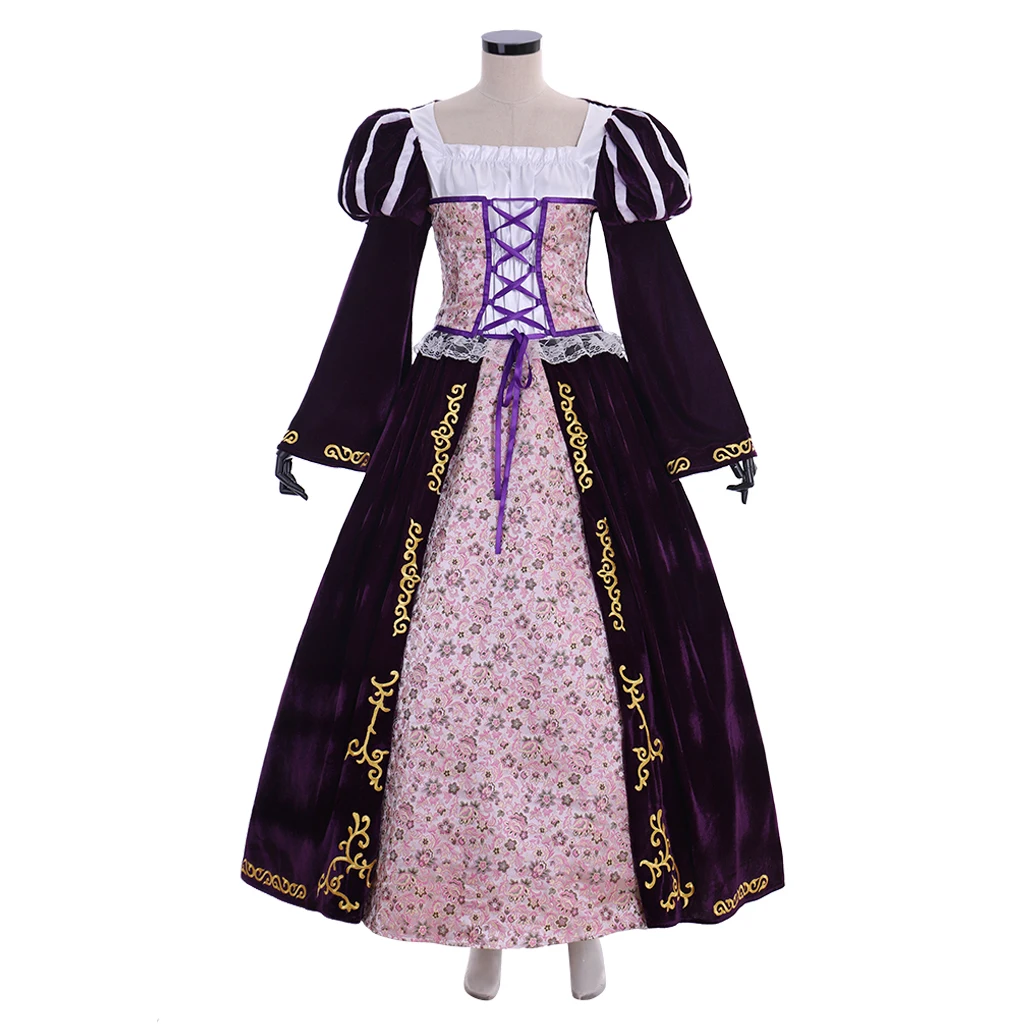 Princess Cosplay Ball Gown Women Renaissance Tudor Elizabethan Purple Gown Princess Luxurious Evening Gown