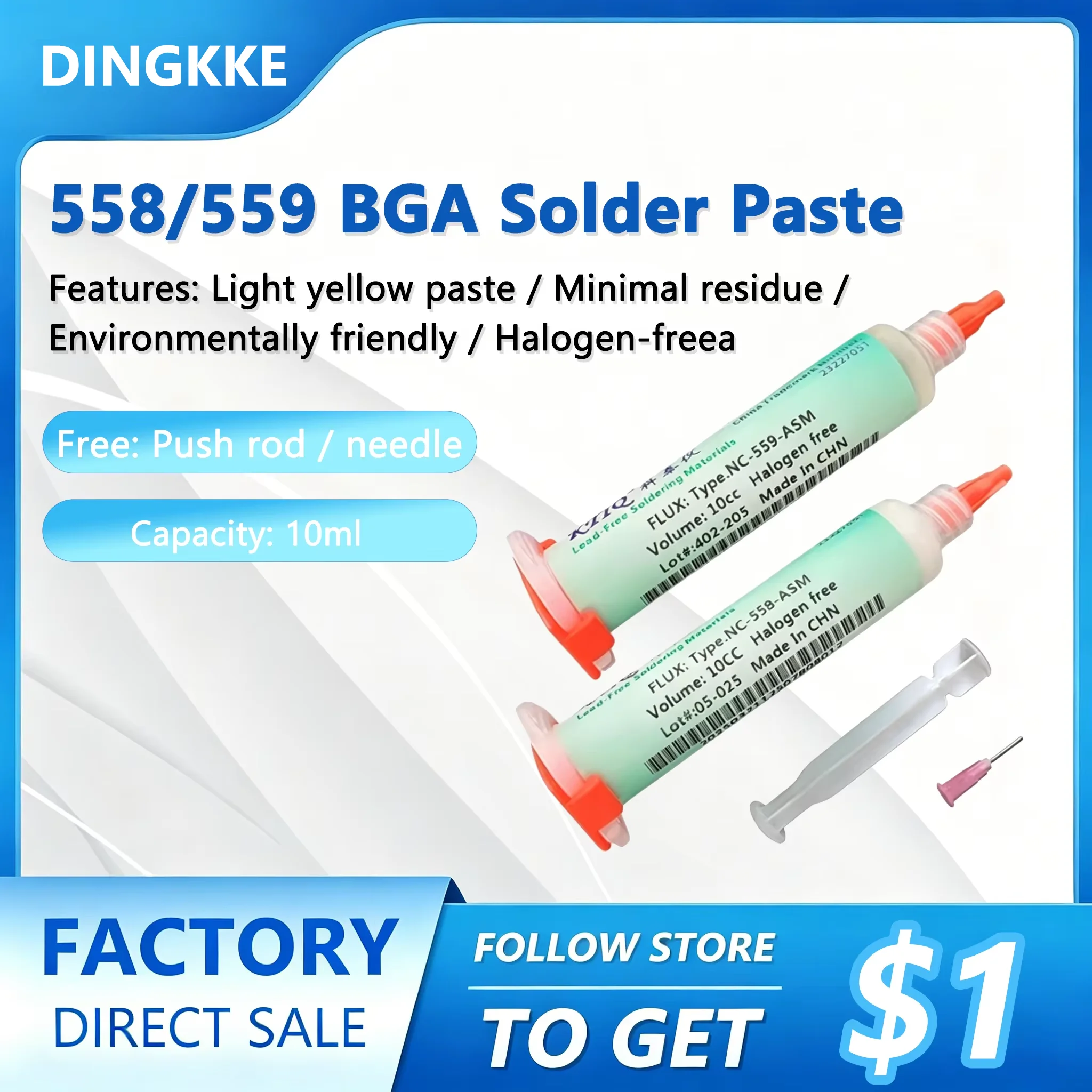 559 558 No-clean Solder Paste BGA Lead-Free Solder Flux for Mobile Phones Including Plunger Tip