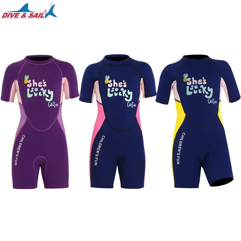 Kids Girls Neoprene 2.5mm Wetsuit Diving Suit Winter Swimwear Short Surfing Swimsuit Wet Diving Shorty