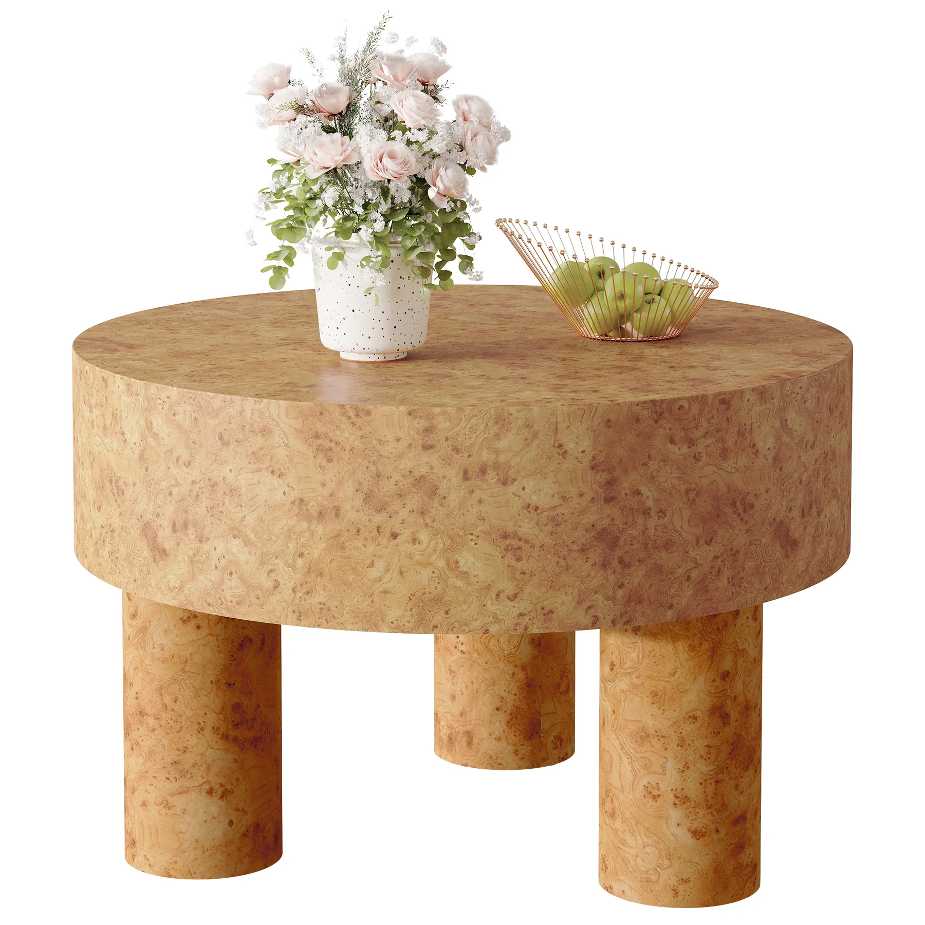 

Tribesigns 31.5-Inch Round Coffee Table for Living Room, Modern Circle Center Cocktail Tea Table with Burl Texture & Sturdy Legs