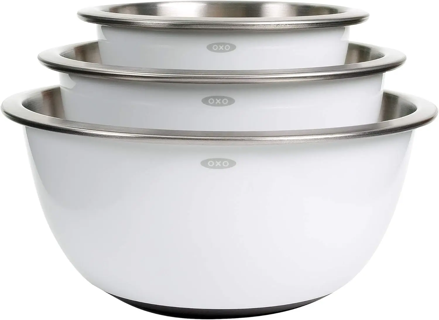 

3-Piece Stainless Steel Mixing Bowl Set with Non-Slip Base and Dishwasher Safe