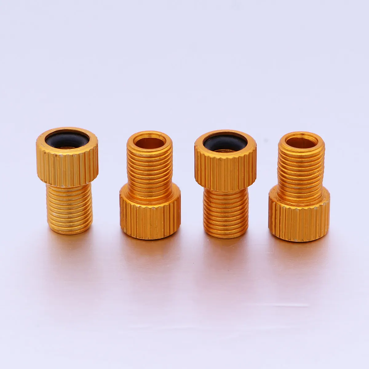 4Pcs Premium Anodized Aluminum to Valve Adapter Converts French to American Bike Tires Sealed Leakproof Road