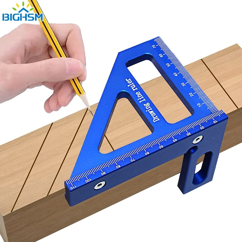 Falegname quadrato per la lavorazione del legno goniometro quadrato in alluminio mitra triangolo righello 3D Multi angolo 45/90 gradi Layout righello di misurazione