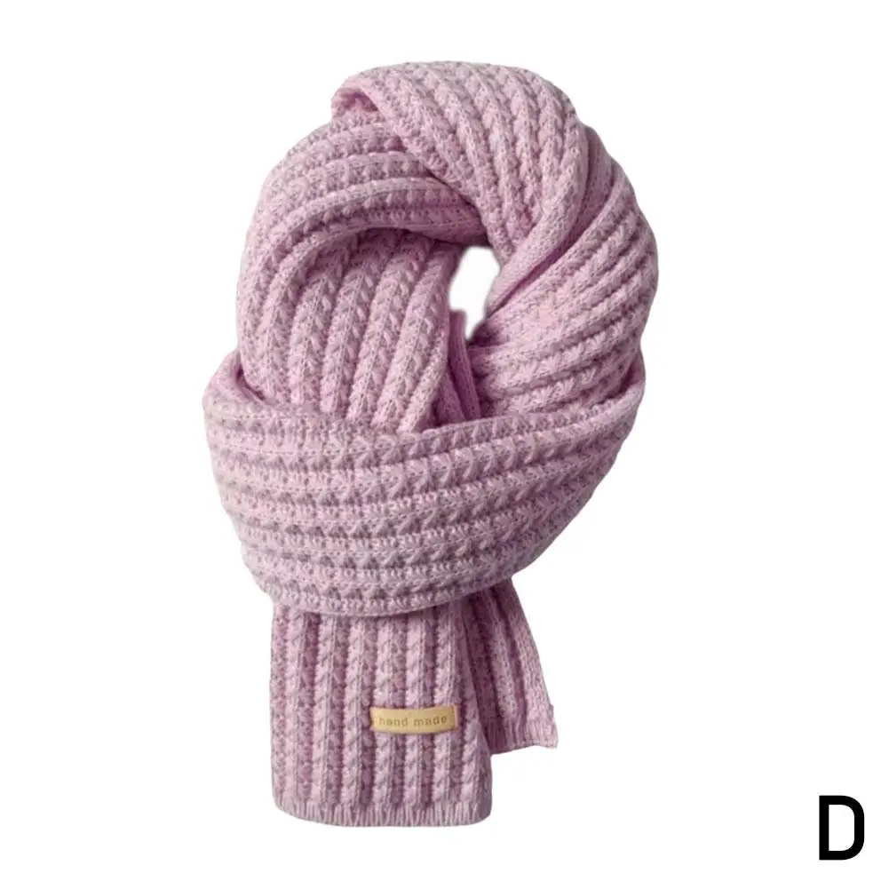 Winter Thickened Thermal Knitted Scarf For Women Men Solid Color Korean Warmer Long Size Scarve Christmas New Year Gifts Un S7Z2