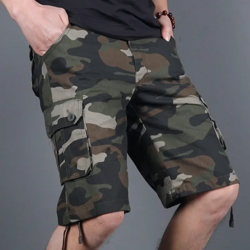 

2023 Summer Men Army Cargo Shorts Fashion men Casual Camo Printed Shorts Male Camo Multi Pockets Military Shorts 28-38