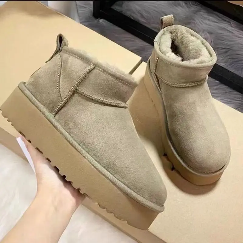 أستراليا مصمم النعال تسمان تاز رقيق النعال الكستناء الشتاء الفراء منصة التمهيد النساء الرجال الانزلاق على الأحذية الجلد المدبوغ الخردل s