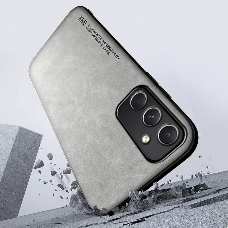Magnetic Sheepskin Leather Case For Samsung Galaxy S24 S23 Ultra FE S22 Plus A35 A53 A54 A55 5G Built-in Metal Plate Soft Cover