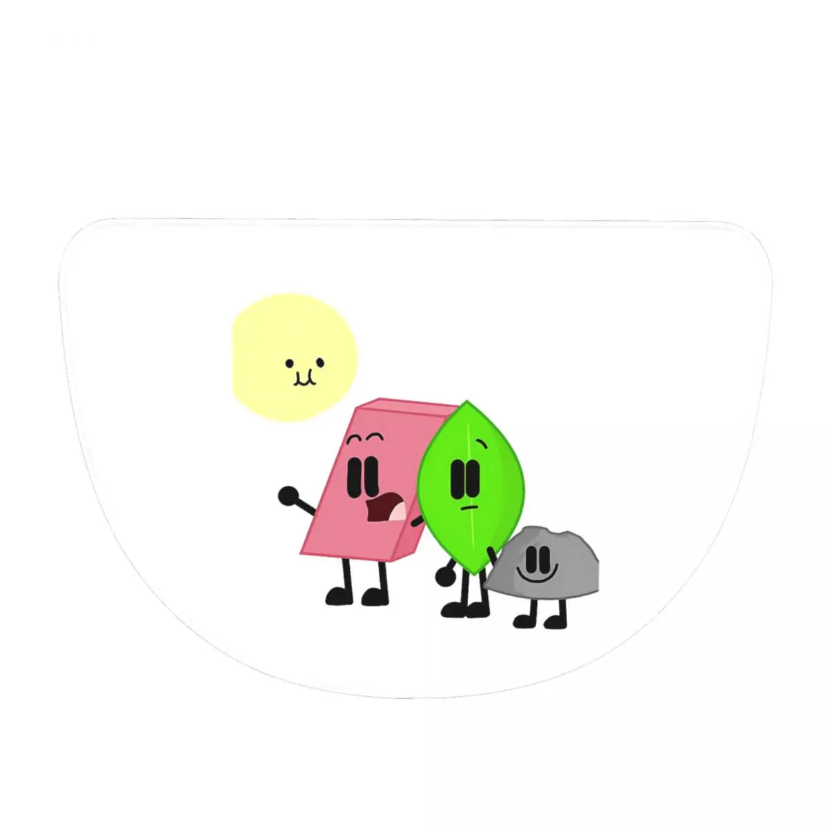 BFDI Inanimate Insanity , All Characters Flannel Half Round Doormat Non Slip Bathroom Mat Absorbent Floor Carpet for Living Room