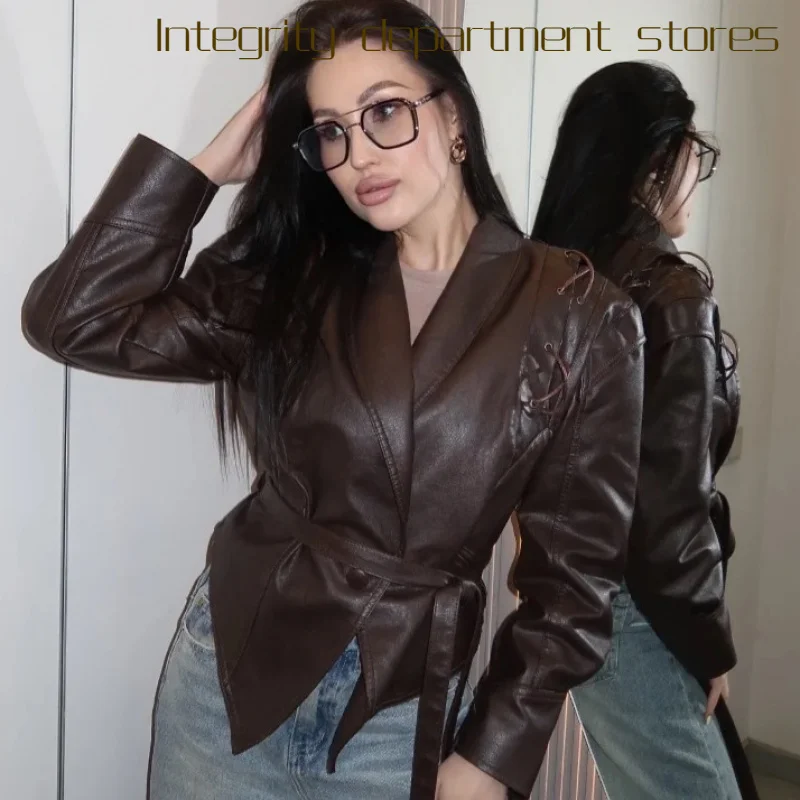 

Casual Loose Stand Collar Cotton Jaet Autumn Winter Design Sense Faionable Women's Coat Sli Belted Slim Fit Long Sve