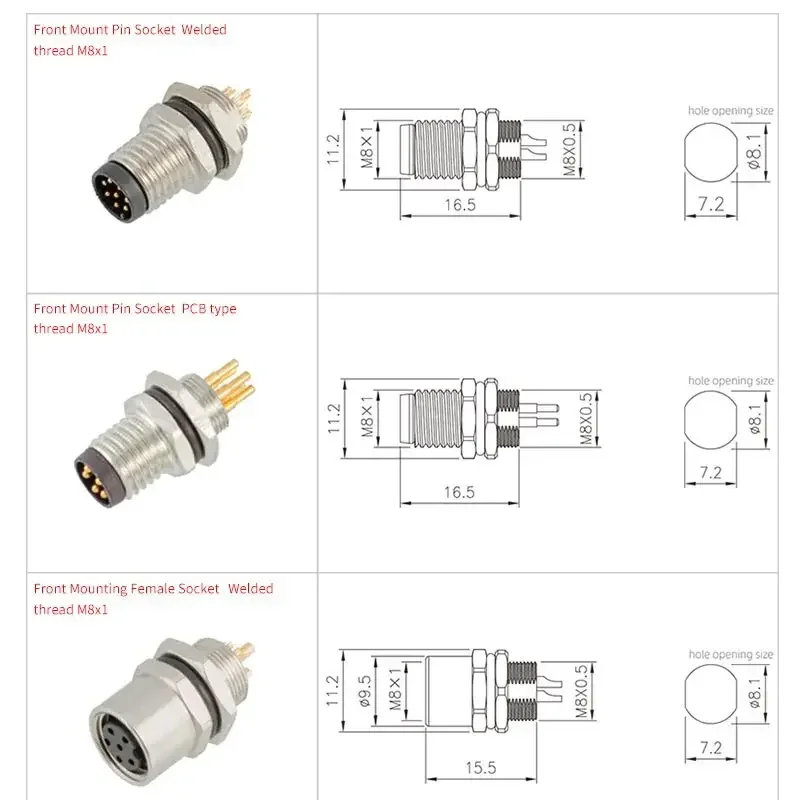 M8 Waterproof Connector with 30mm Cable 3 4 5 6 8 Pin Electronic Wire Socket M8 Male Female Soldering Sensor Cable Connector