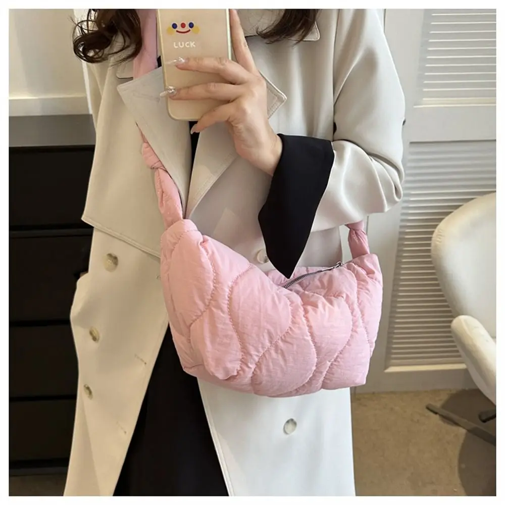 Women Large Capacity Quilted Tote Bags Down Cotton Padded Shoulder Bags Messenger Bag Fashion Girls Underarm Bags Puffy Handbags