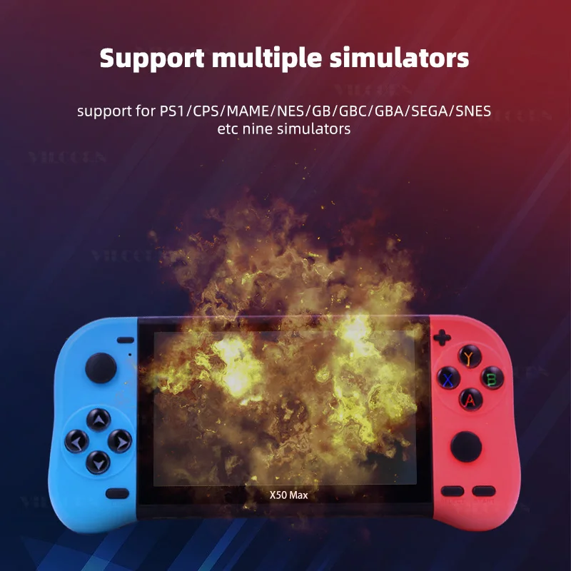 5.1 بوصة المحمولة وحدة تحكم بجهاز لعب محمول 128GB 15000 ألعاب ريترو لمشغلات ألعاب الفيديو PS1/GBA/SNES هدية للأطفال