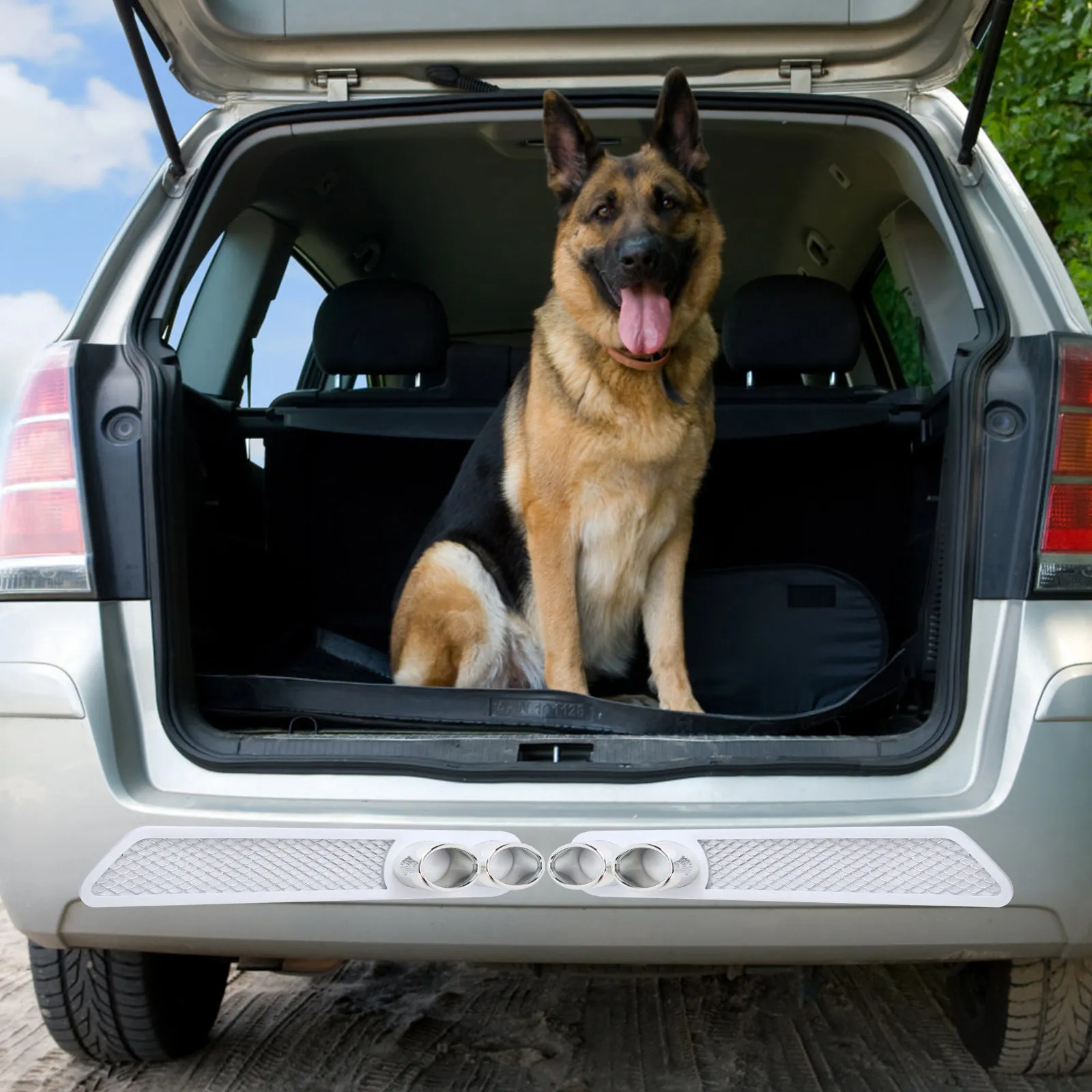 

2Pcs Fake Exhaust Tips Rear Car Vent Grid Cover Decorative Air Flow Sticker for Universal Car Models Auto Accessories White