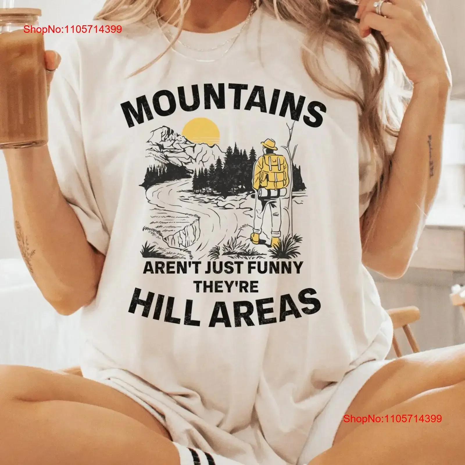 Dad Jokes T Shirt Mountains Arent Just Funny Theyre Hill Areas Cute Mom Hiking and Camping Hilarious Mountain Joke vintage