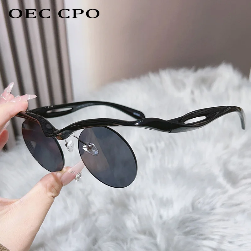 

Fashion Rimless Round Sunglasses Women Retro Unique Frameless Shades UV400 Sun Glasses Female Punk Ocean Lens Eyewear Men