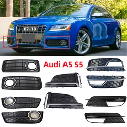 Car Front Lower Bumper Fog Light Cover Fog Lamp Frame Grille For Audi A5/S5 S-Line 2007-2019 （Normal Version+Sports Version）
