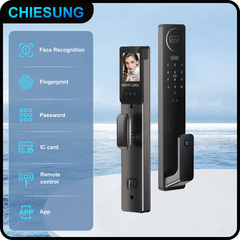 Smart lock 3D face recognition fingerprint waterproof smart door wifi remote photo capture unlocking with App key NFC  RFID Card