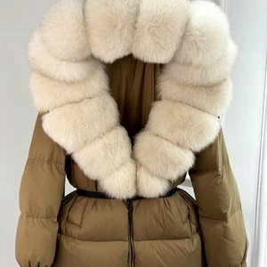 Janveny 2024 Winter Puffer Women's Jacket Real Fox Skin With Hot Hood Hot 90% White Duck down Women's Casac 8 Main Sales Women's Puffer Casaco - №8
