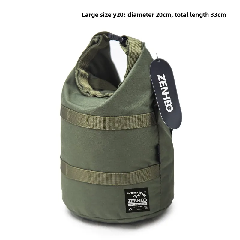 500D Nylon Camping Cookware Storage Bag Roll Top Round Organizer for Stove Pot Mess Kit