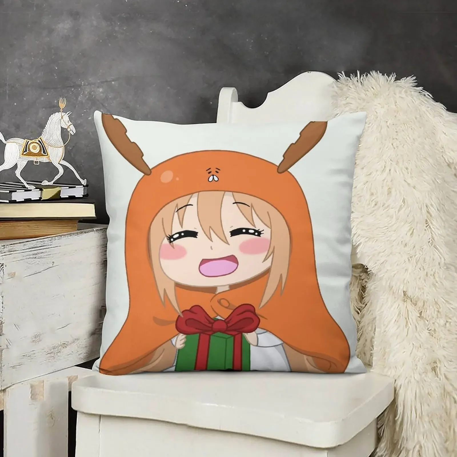 

X-Mas Umaru-Chan Throw Pillow Marble Cushion Cover Christmas Pillow Cases pillow