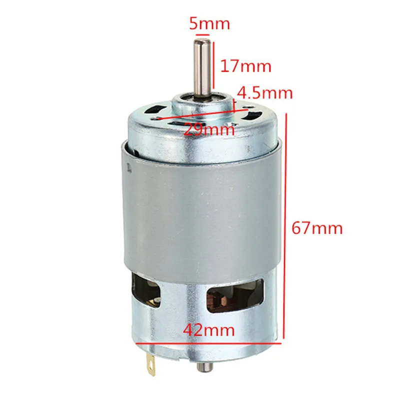 DC 12V-24V 775 Electric Motor Max 21000 RPM Ball Bearing Large Torque High Power Low Noise Gear Motor Electronic Component